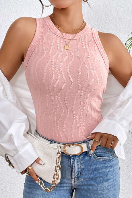 Débardeur slim fit texturé rose uni Gossamer