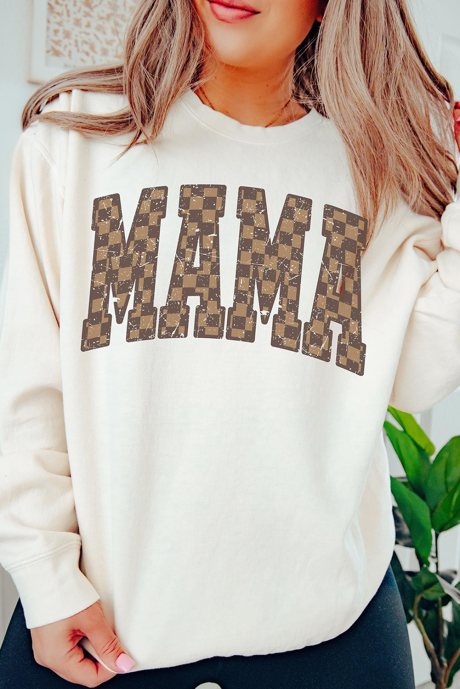 Φούτερ ώμου λευκό σκακιέρα MAMA Graphic Drop