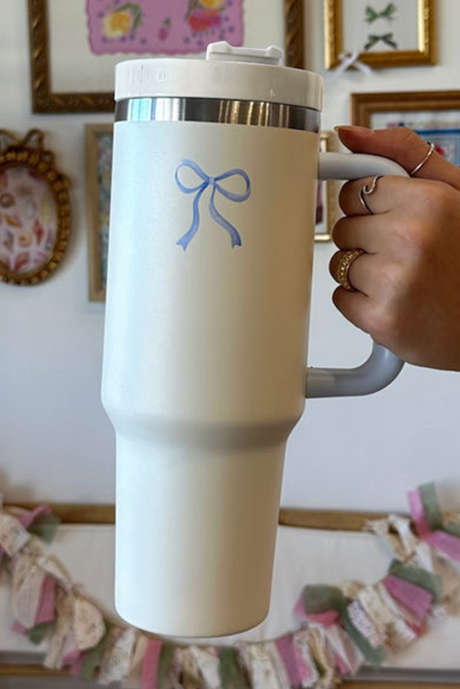 Ανοιχτό μπλε Bow Knot Color Block Handle Tumbler 40Z
