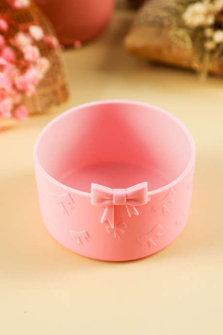 Rosa bowknot Decor Food Grade Silikon Cup Sleeve