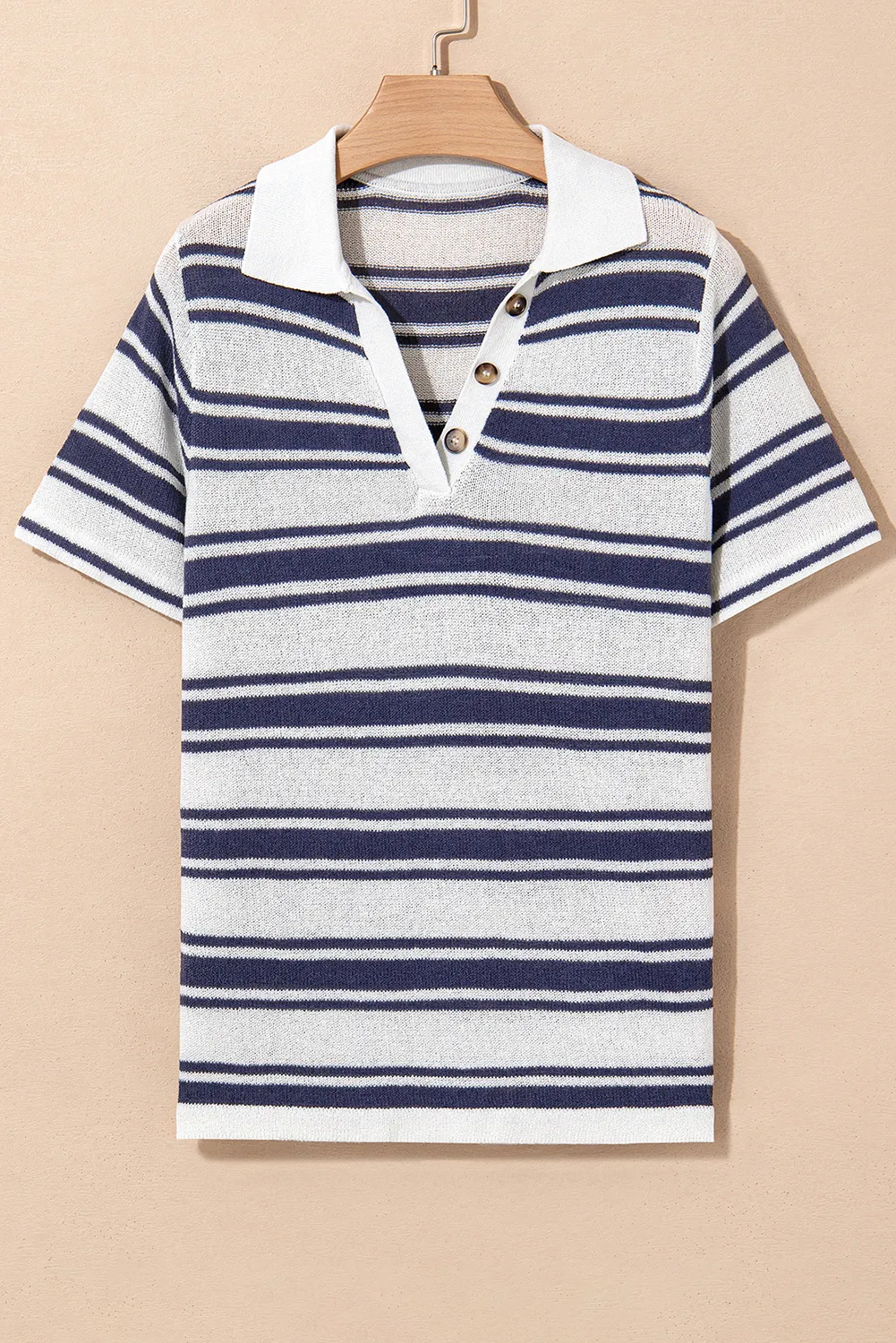 short sleeve knitted polo tee for women