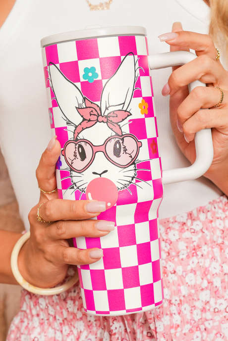 Ruusunpunainen pääsiäispupun kukkakuvioinen suuri muki 40oz BH051753-P6