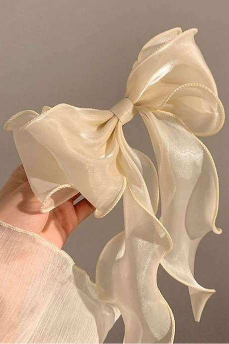 Pinza para el pelo grande con lazo blanco dulce y cola larga BH043398-P101