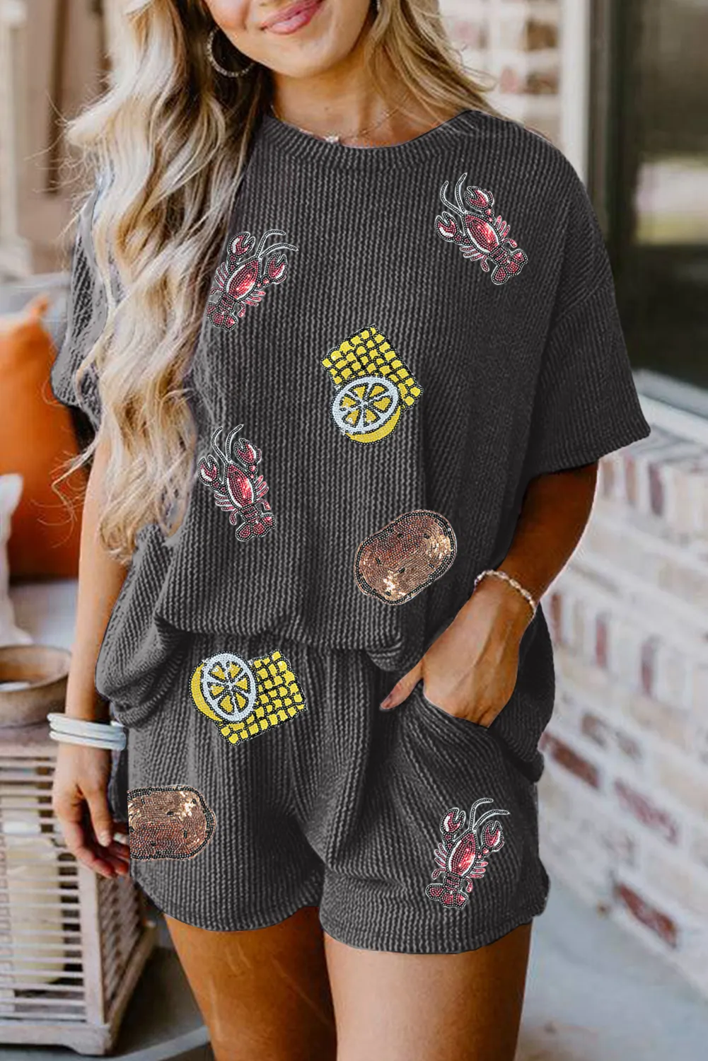 Textured Stretchy Corded Rib Clothes Womens for Summer