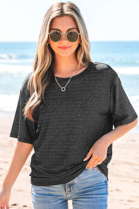 Haut à manches courtes pailleté avec nœud noir