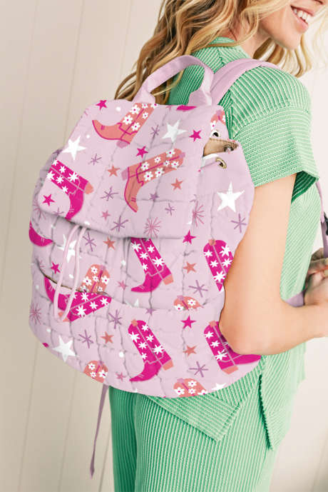 Розовый рюкзак Western Boots со звездами и стеганым клапаном