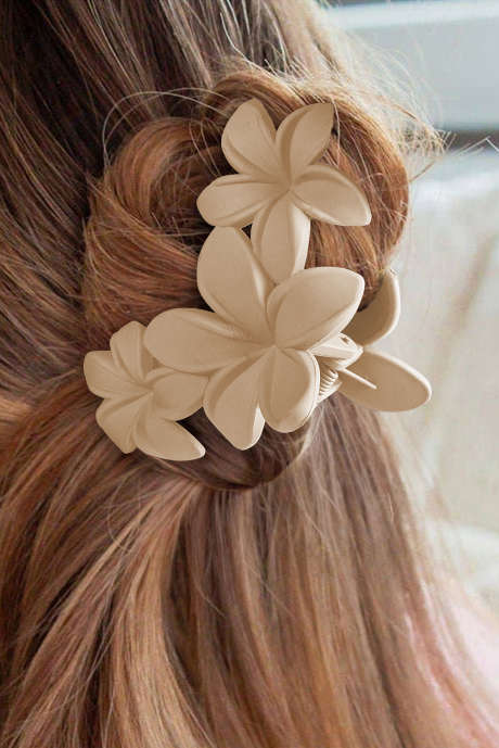 Beige 3D-bloem plastic hars haar klauw (lichte kleurvariaties)