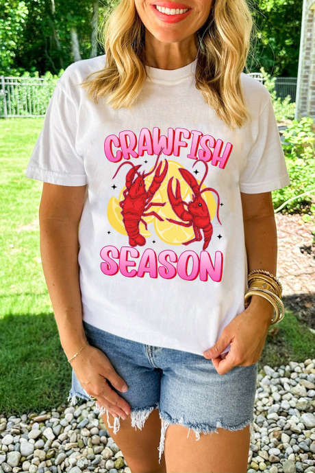 T-shirt blanc à imprimé citron et épices CRAWFISH SEASON