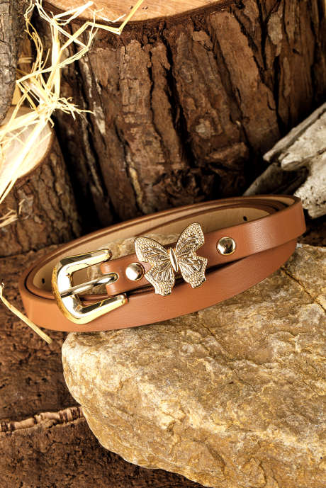 Ремень на талию из искусственной кожи с пряжкой в ​​виде бабочки из тайского карри