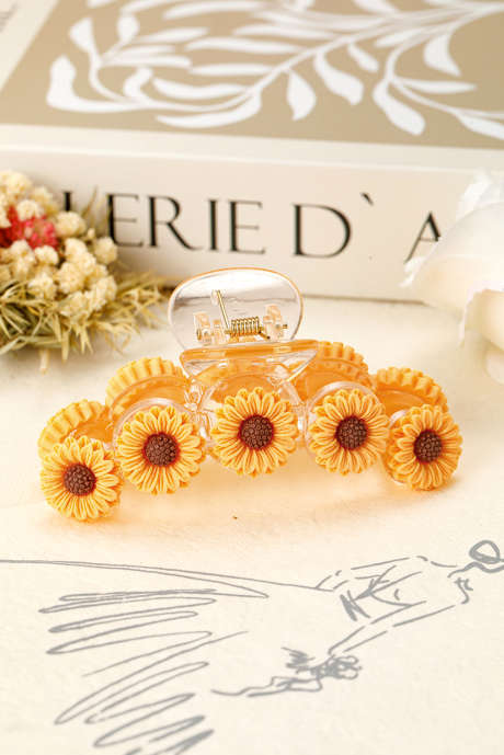Jurassic Gold Sunflower Decor Plastic Resin Claw Clip BH043417-P807