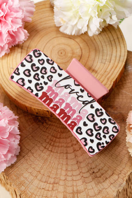 Sáček Pink Loved Mama Heart Print Velká spona na vlasy