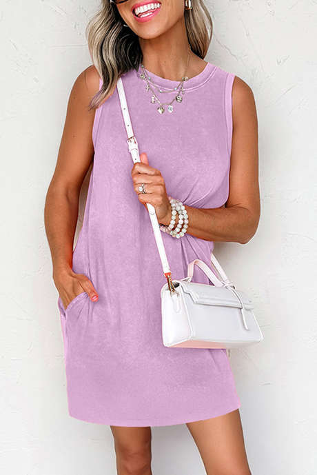 Phalaenopsis Mineral Wash Tank Mini Dress with Pockets