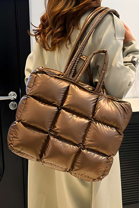 Gouden gewatteerde puffer-tas met grote capaciteit