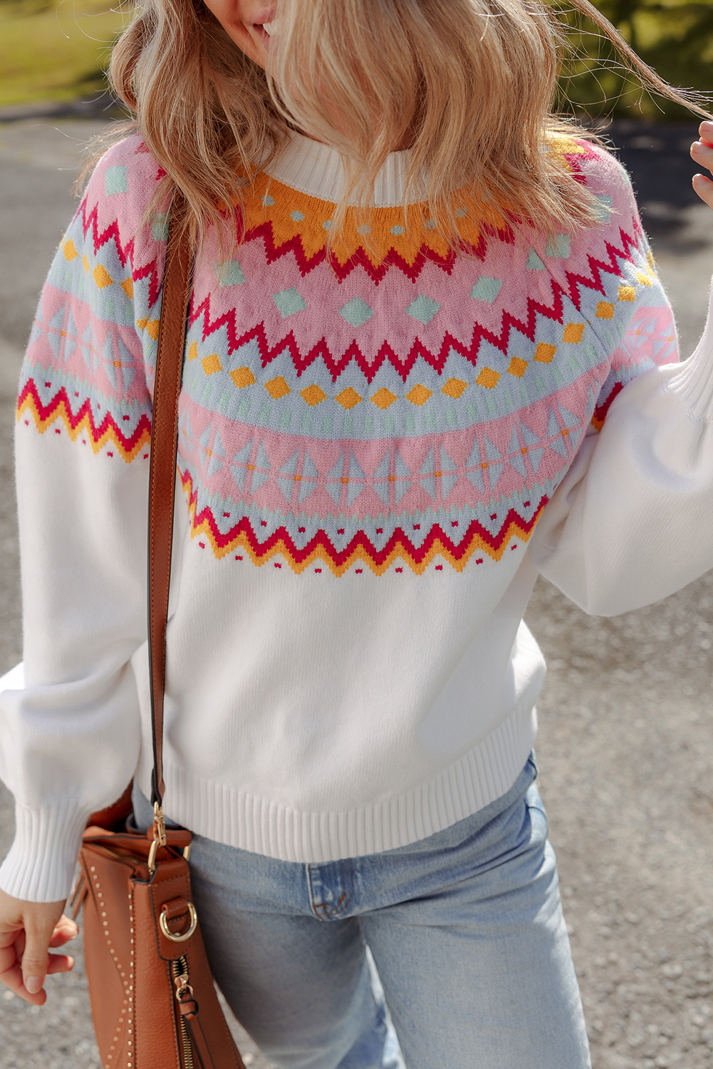 【COLOR iN ID】Wavy Shirred Drop Off Shoulder Crochet Off Shoulder Sweater - White – Carbon38