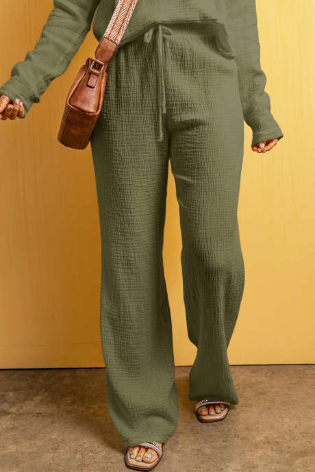 Jungle Groene Textuur Losse Fit Trekkoord Elastische Tailleband Broek