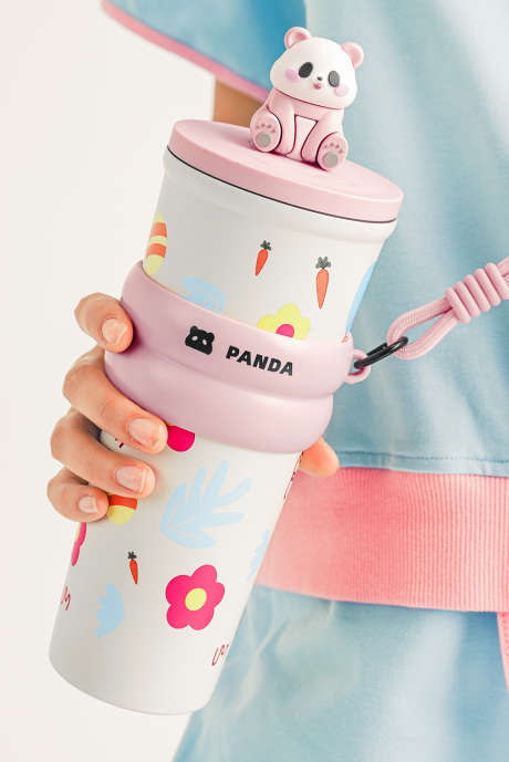 Rosa Panda Dekor Søt Trykk Rustfritt Stål Vakuumkopp 23OZ