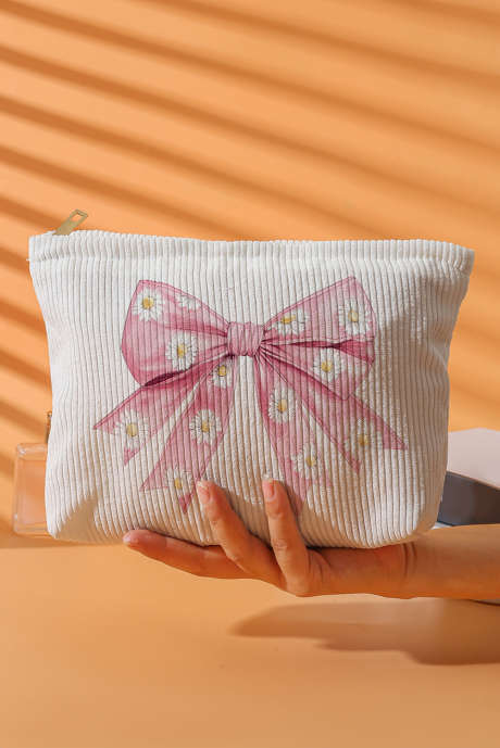 Rosa rosettknut prästkragetryck med dragkedja i manchester med multifunktionsväska