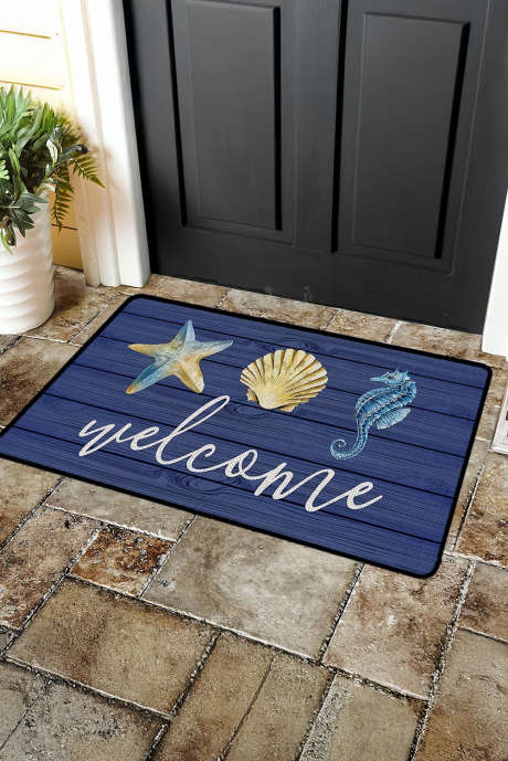 Nedrseča predpražnik za vrata z vzorcem dobrodošlice na plaži Bluering