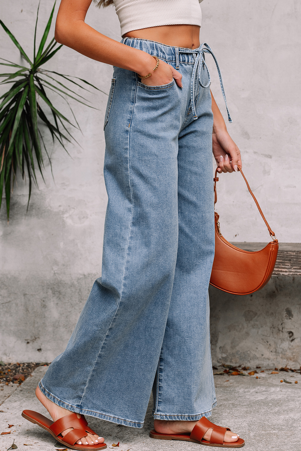 Sunwashed Blue 2.0 Stitched Denim Wide Leg Pant main image 0