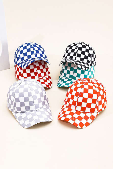 Czarna 1-częściowa czapka baseballowa z wzorem w kratkę i przeszyciami