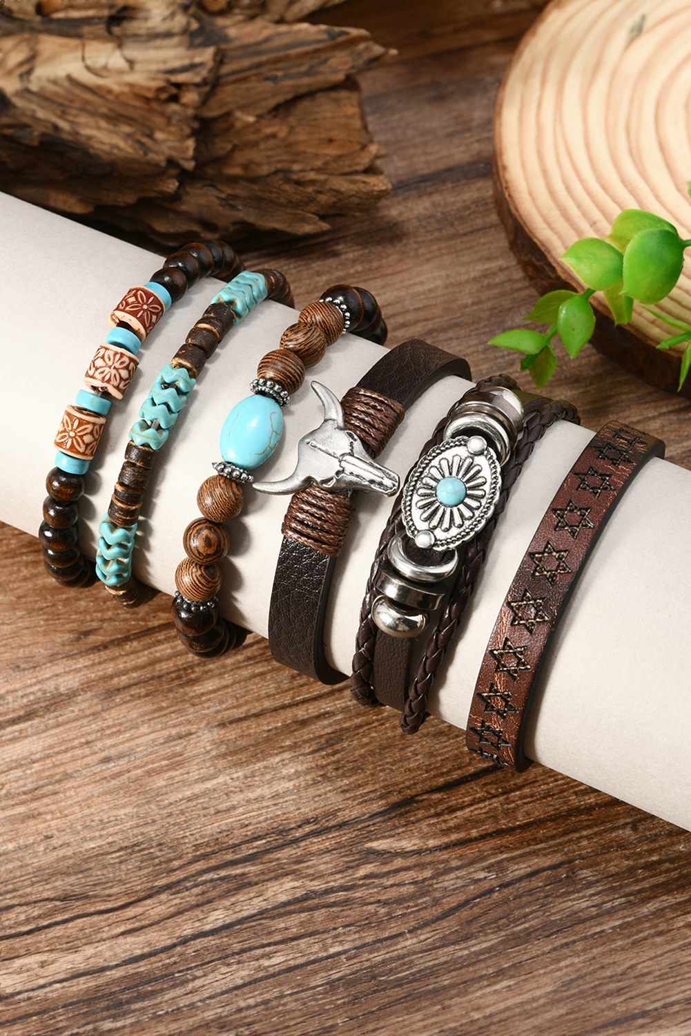 $2.65 Chestnut 6 Piece Western Bull Skull Turquoise Beading