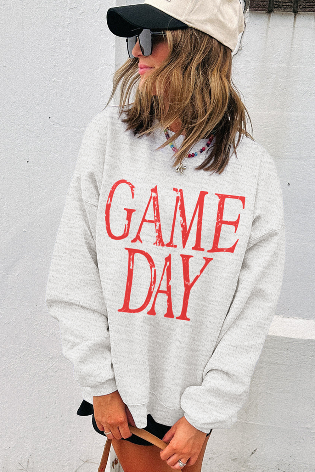【GRAVER】24FW★ SLOW DRIVING DAY Sweatshirt $7.99 Red Vintage Washed GAME DAY Graphic Baggy Sweatshirt