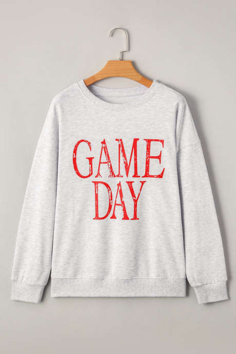Sweat-shirt ample rouge vintage délavé à imprimé graphique GAME DAY