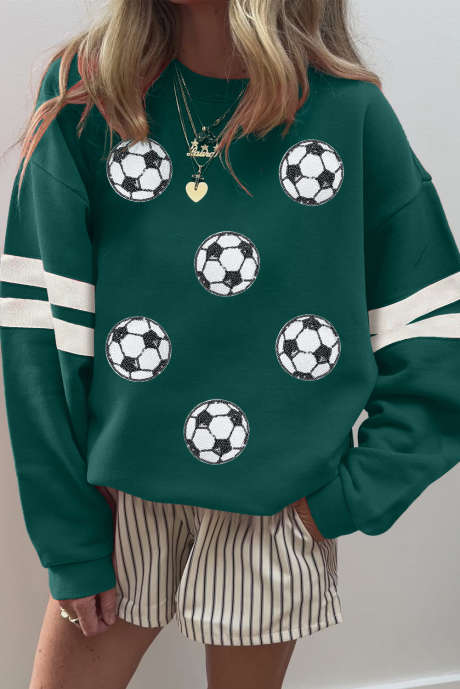 Felpa oversize con paillettes e grafica applicata Evergreen Soccer Football LC25320095-P2509