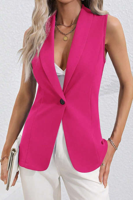 Růžovočervený sako s klopou a jedním knoflíkem