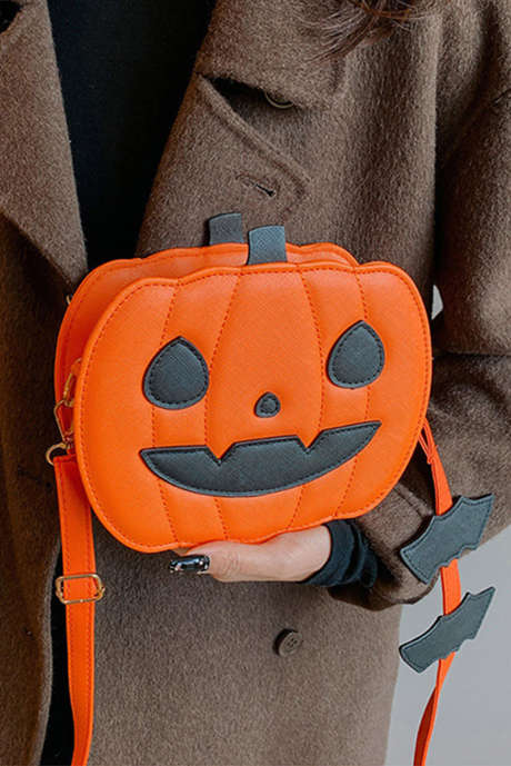 Túi đeo vai da PU khâu họa tiết bí ngô Halloween Carrot Devilish