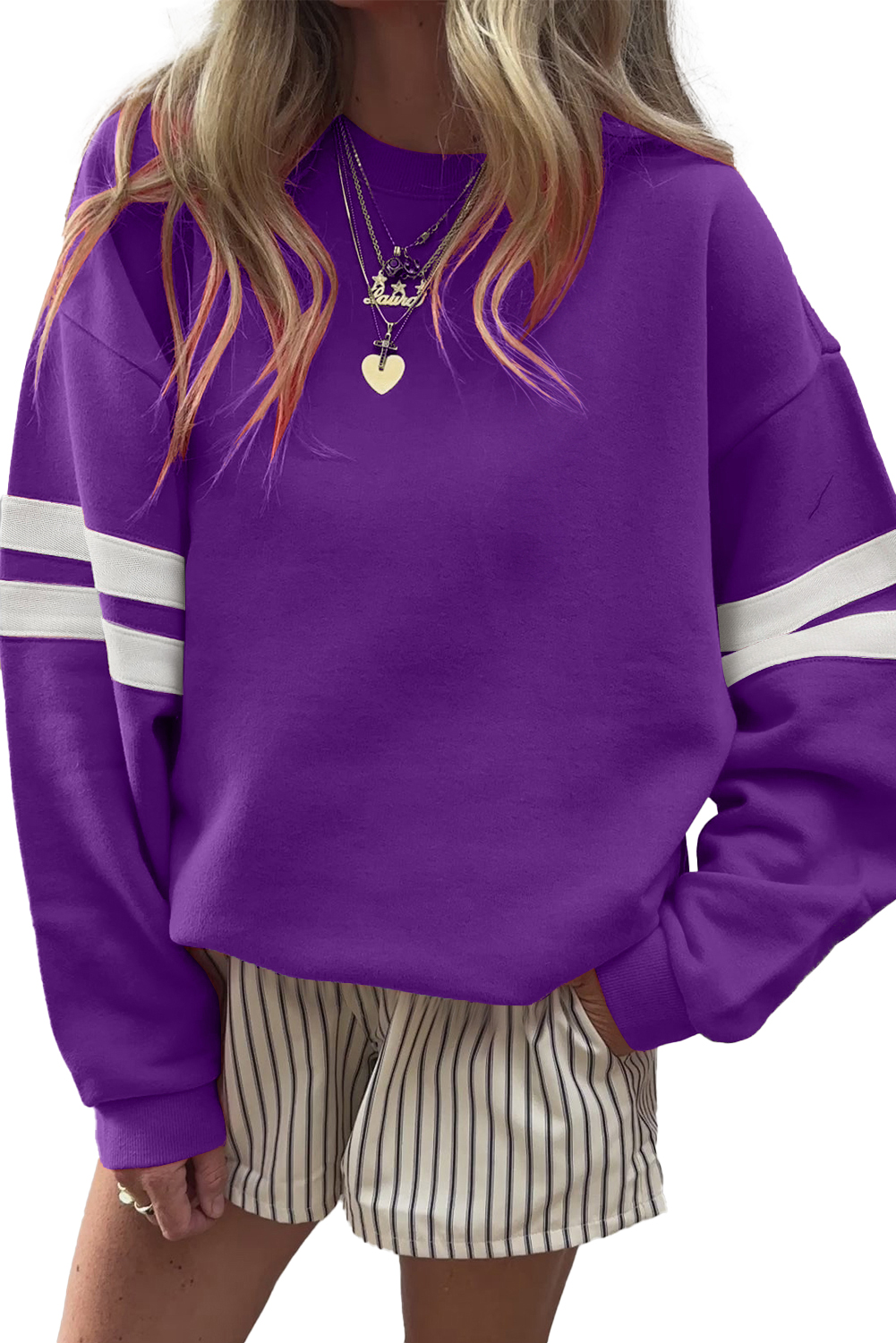 ★87MM★ Mmlg STRIPE HFT LAVENDER THE BUTTER STRIPE HALF ZIP - IS12417HZ – FullturnDirect