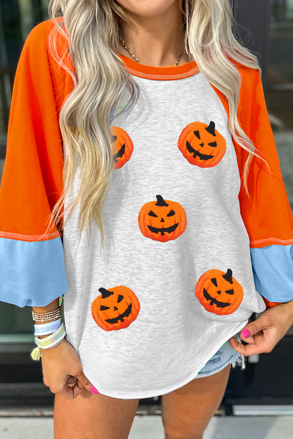 $9.29 Light Grey Chenille Halloween Pumpkin Patched Color