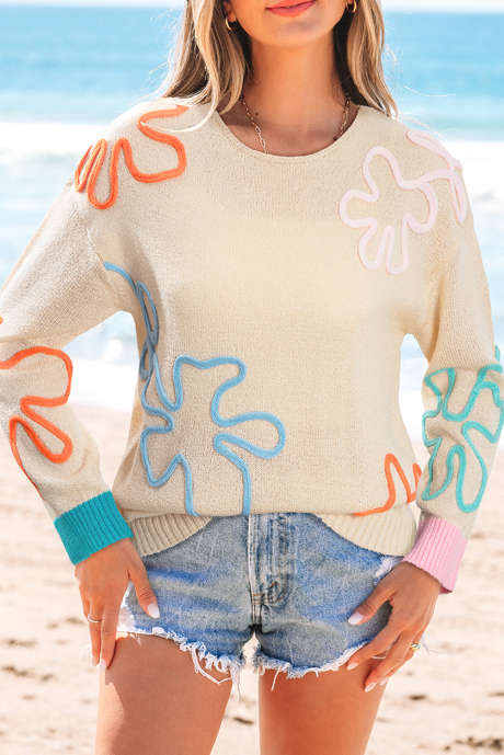 سترة فضفاضة بألوان متباينة مع تفاصيل زهور من Jet Stream