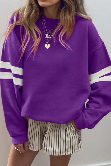 Sweat-shirt oversize violet à rayures style universitaire Tillandsia
