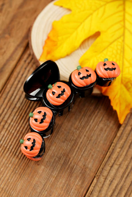 Russet Orange Halloween Kurpitsa Design Akryyli Hiuskiinnike