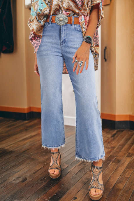 Džíny Beau Blue Mineral Wash Raw Lem s vysokým pasem