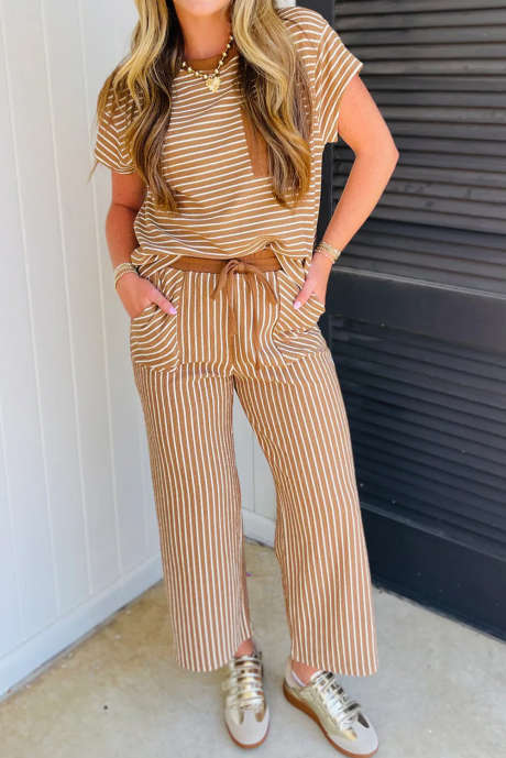 Khaki Stripe set