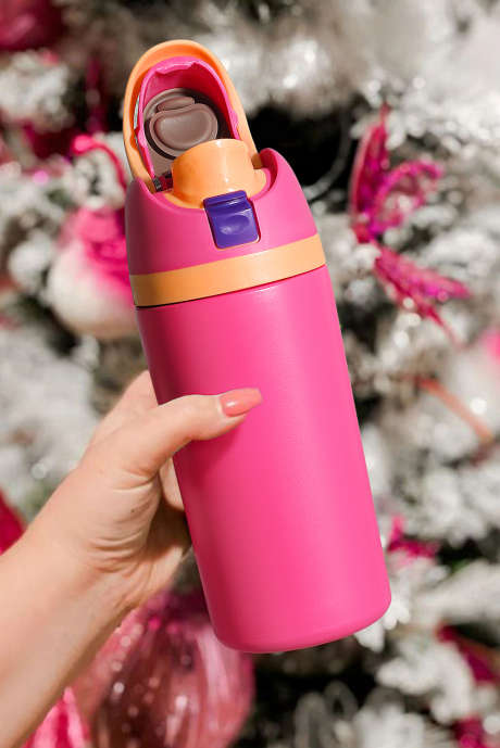 ストロベリーピンク 断熱ステンレススチールタンブラー キャリーループ付き 16オンス