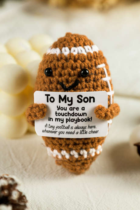 Cinnamon To My Son Crochet Football Gift Home Decoration