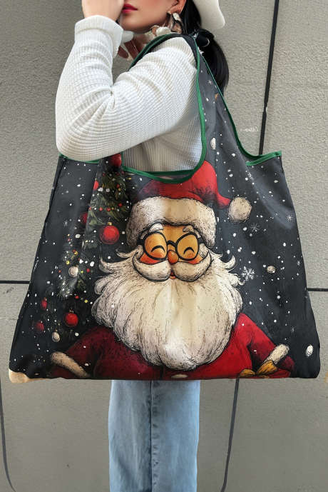 Grand sac Oxford pliable et réutilisable pour les fêtes de Noël