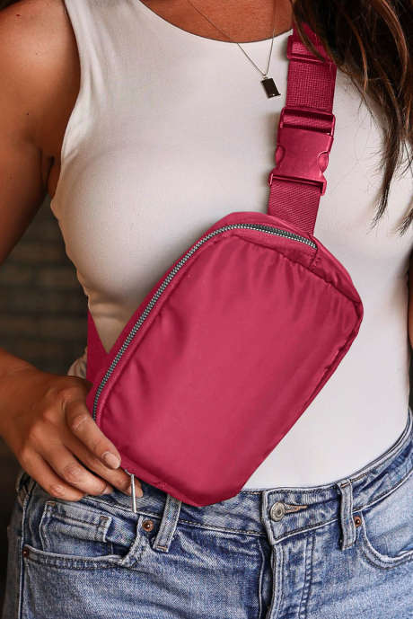 Fiery Red Waterproof Zipped Crossbody Chest Bag 20*5*14cm