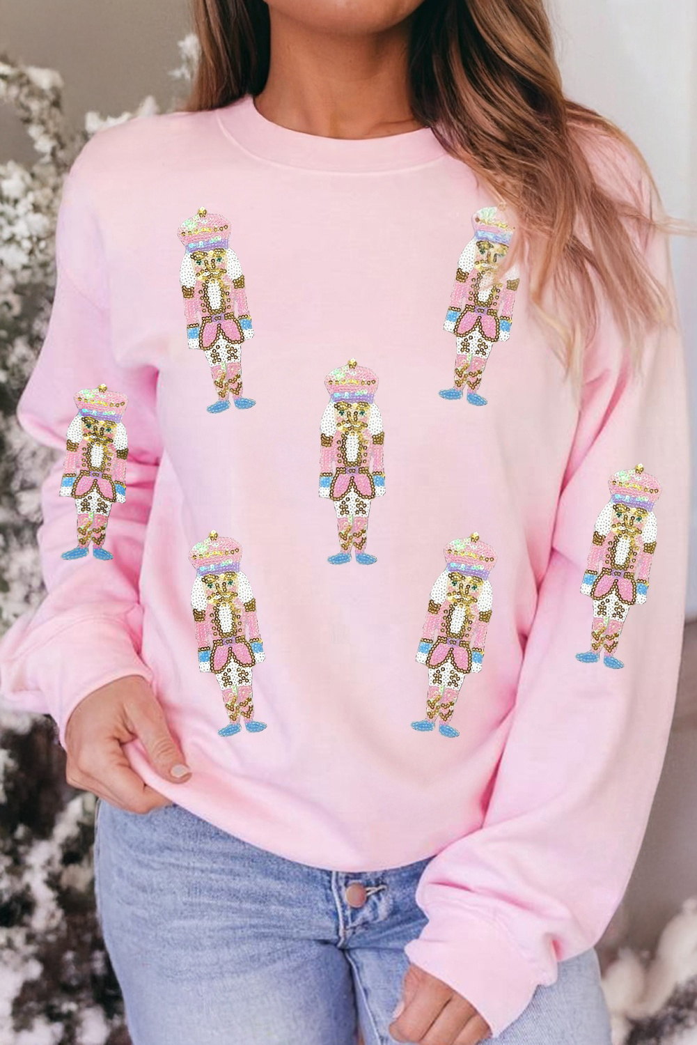 White Sequin Nutcracker Pullover main image 1