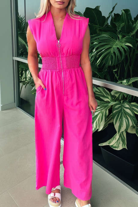 Strawberry Pink Pink Zip Jumpsuit