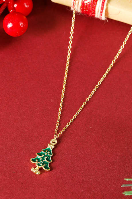 Ожерелье с подвеской в ​​виде рождественской елки из позолоченного сплава