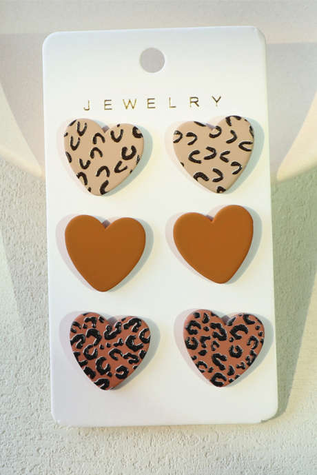 Thai Curry 3 Paar Leopardenherz Ohrring-Set BH014639-P1717