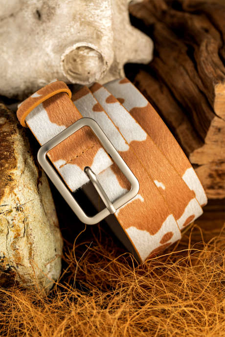 Ремень из искусственной кожи с золотым принтом из телячьей шерсти и юрским периодом