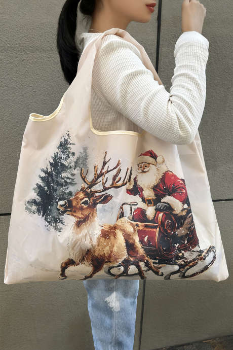 Bolsa blanca grande plegable reutilizable de Oxford para Navidad BH031344-P1