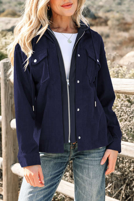 سترة سيل بلو 2 في 1 حرارية محبوكة بغطاء رأس