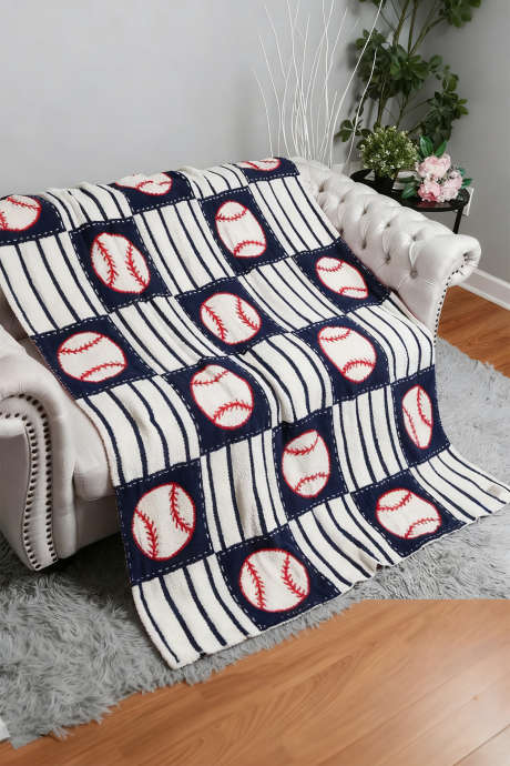 Couverture en sherpa à carreaux bleu marine BH051548-P605