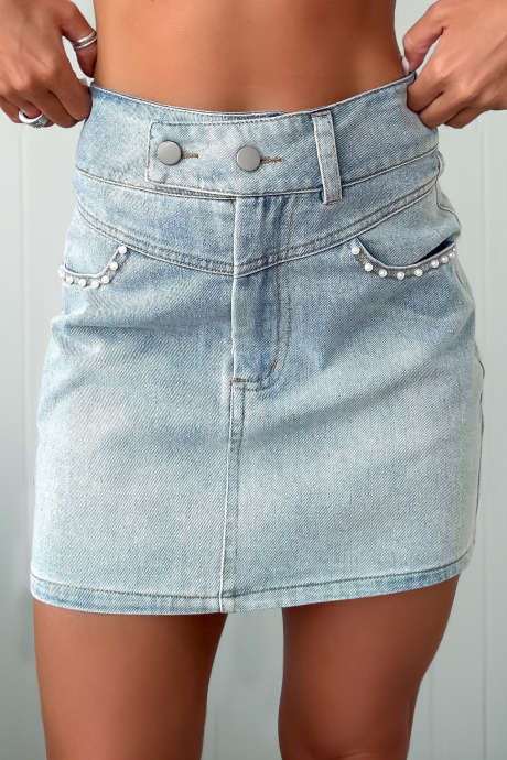 Beau Blue Denim & Dainty Mini Skirt